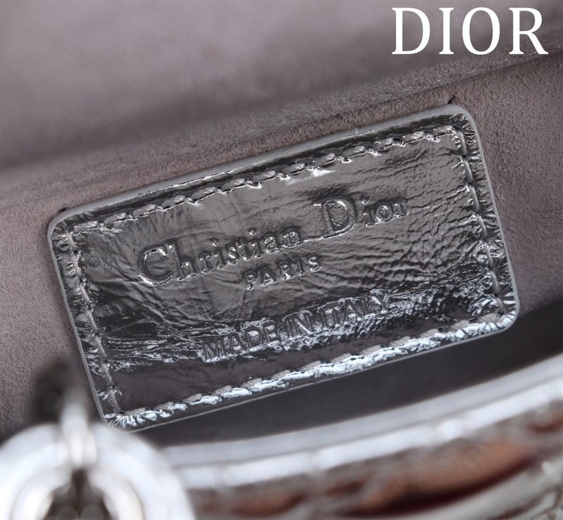 Bolsa Lady Dior Míni Metálico Prata