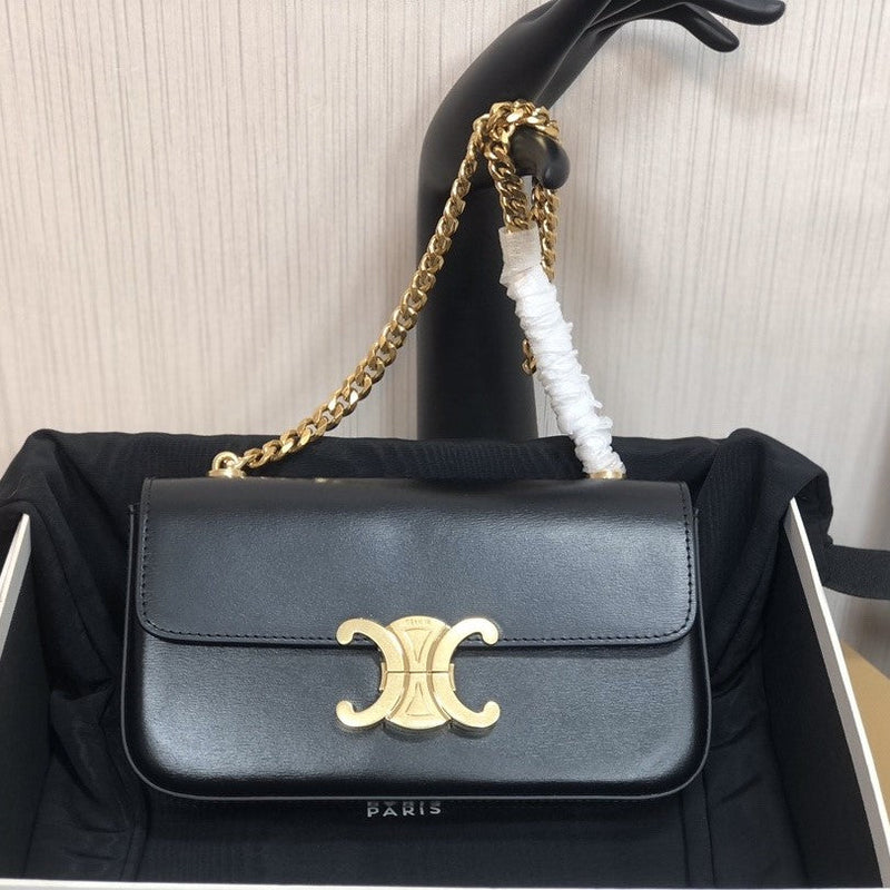 Bolsa Modelo Celine TRIOMPHE Preta em couro