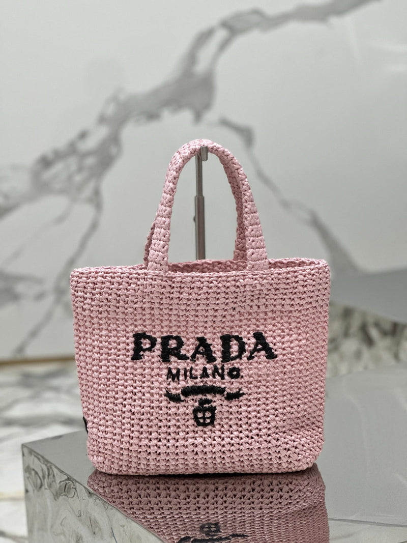 Bolsa Modelo Prada Tote Pequena de Ráfia