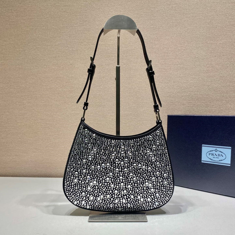 Bolsa Modelo Prada Cleo em Cetim com Cristais