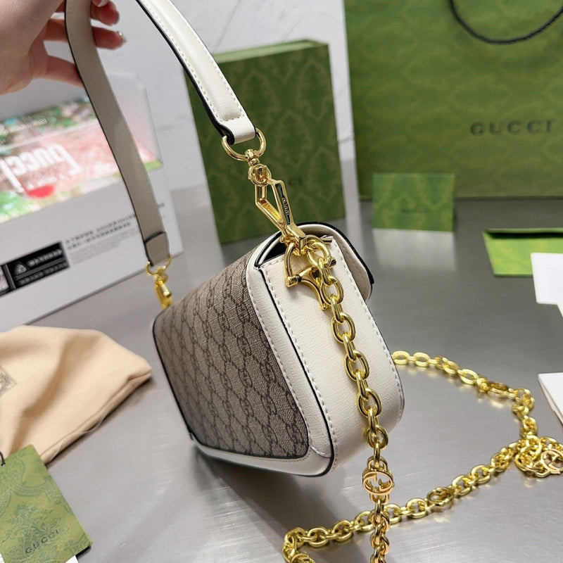 Bolsa Modelo Gucci  mini com detalhe Horsebit 1955 Branco