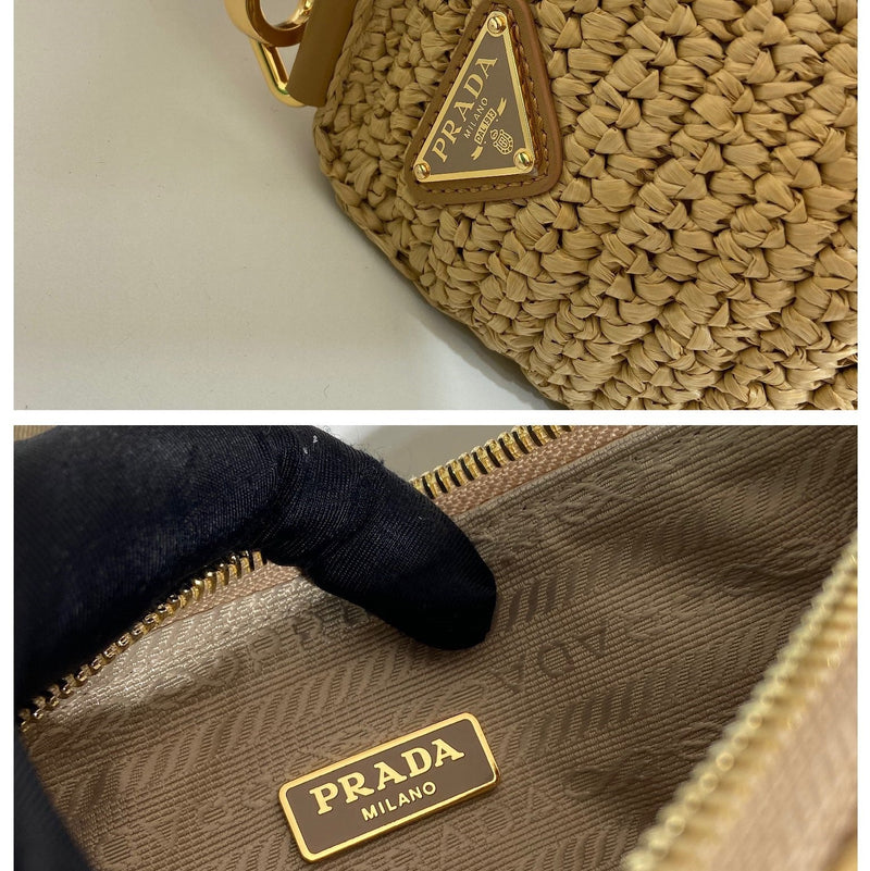 Bolsa Modelo Prada Bandoleira Triangular em Ráfia