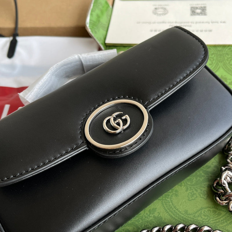 Bolsa Modelo Gucci Petiti Tiracol Mini GG Preto