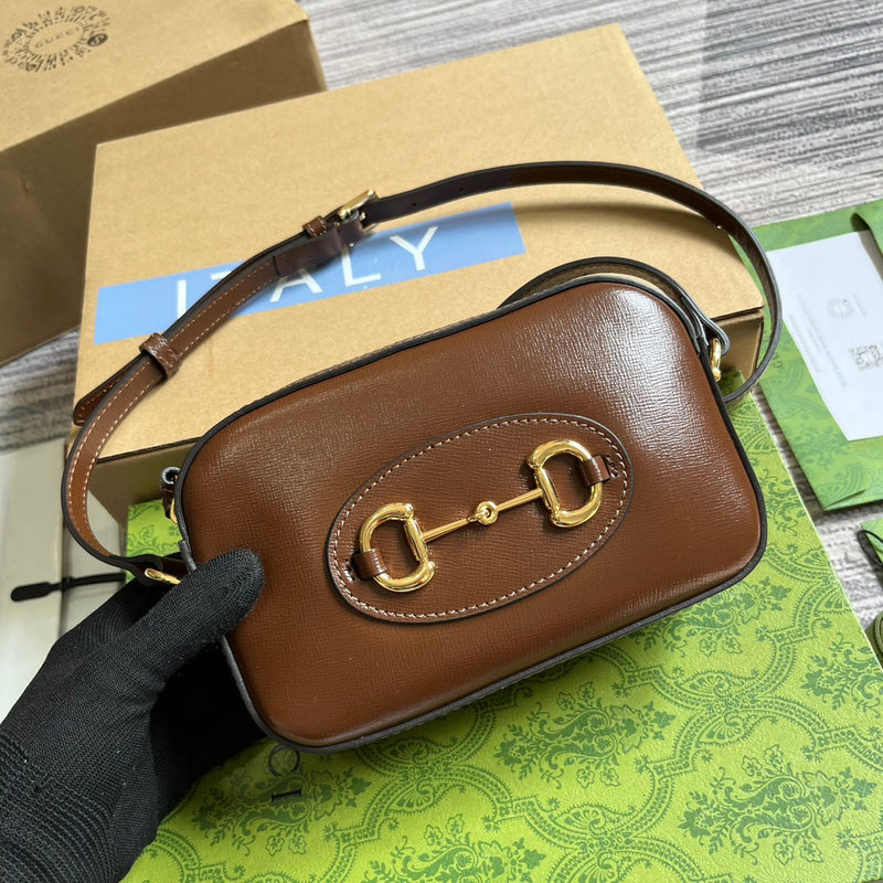 Bolsa Modelo Gucci Horsebit 1955 Brown Pequena