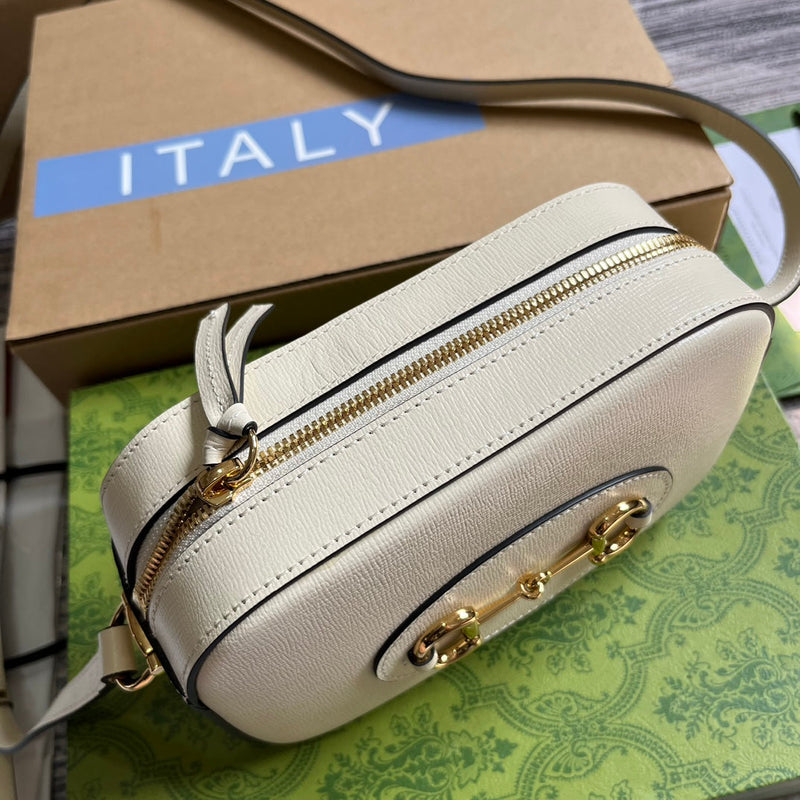 Bolsa Modelo Gucci Horsebit 1955 White Pequena